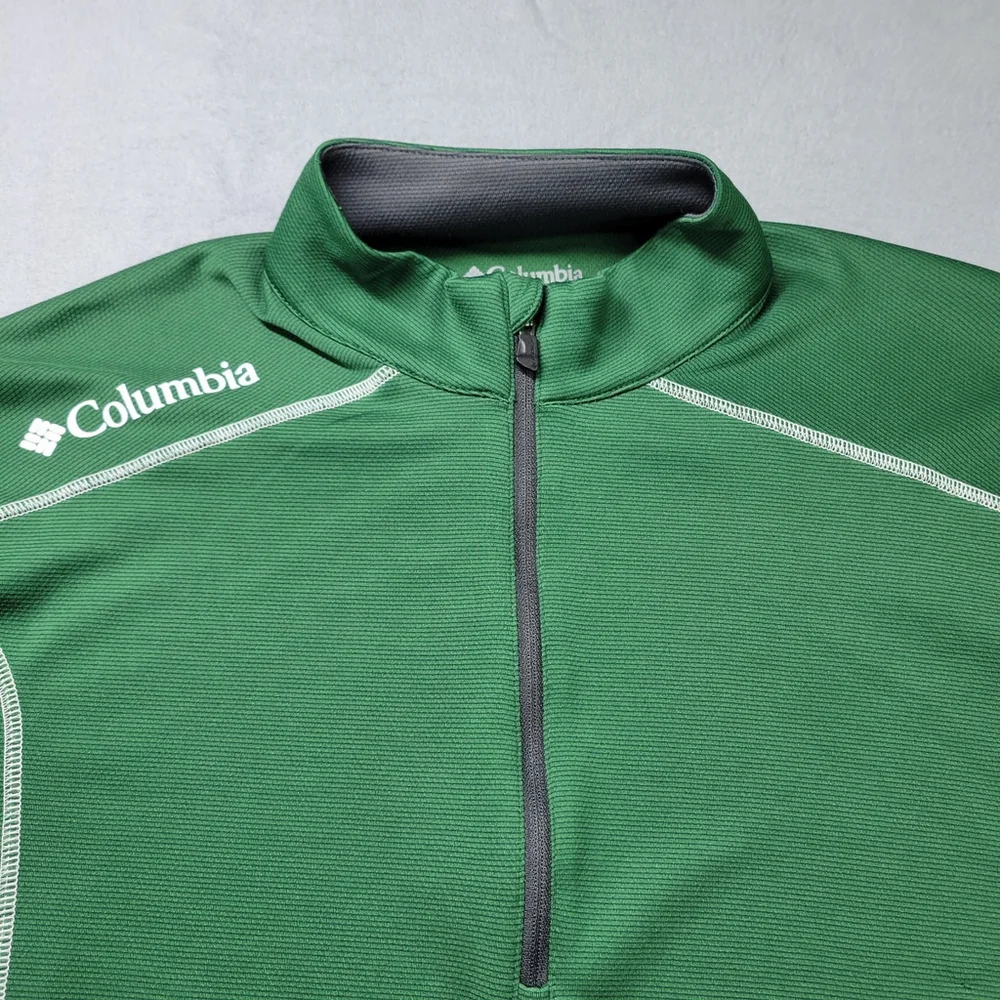 Columbia Mens Omni-Wick Shotgun 1/4 Zip Pullover Green Golf Performance Shirt L - Picture 2 of 9